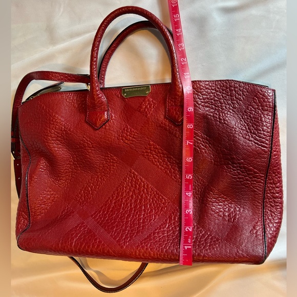 Burberry Medium Red Leather Dewsbury Tote - Picture 13 of 15